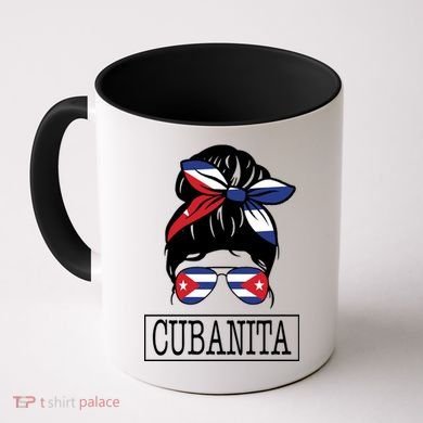 Cubanita Messy Bun Cuban Flag Cuba Coffee Mug