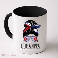 Cubanita Messy Bun Cuban Flag Cuba Coffee Mug thumb 0