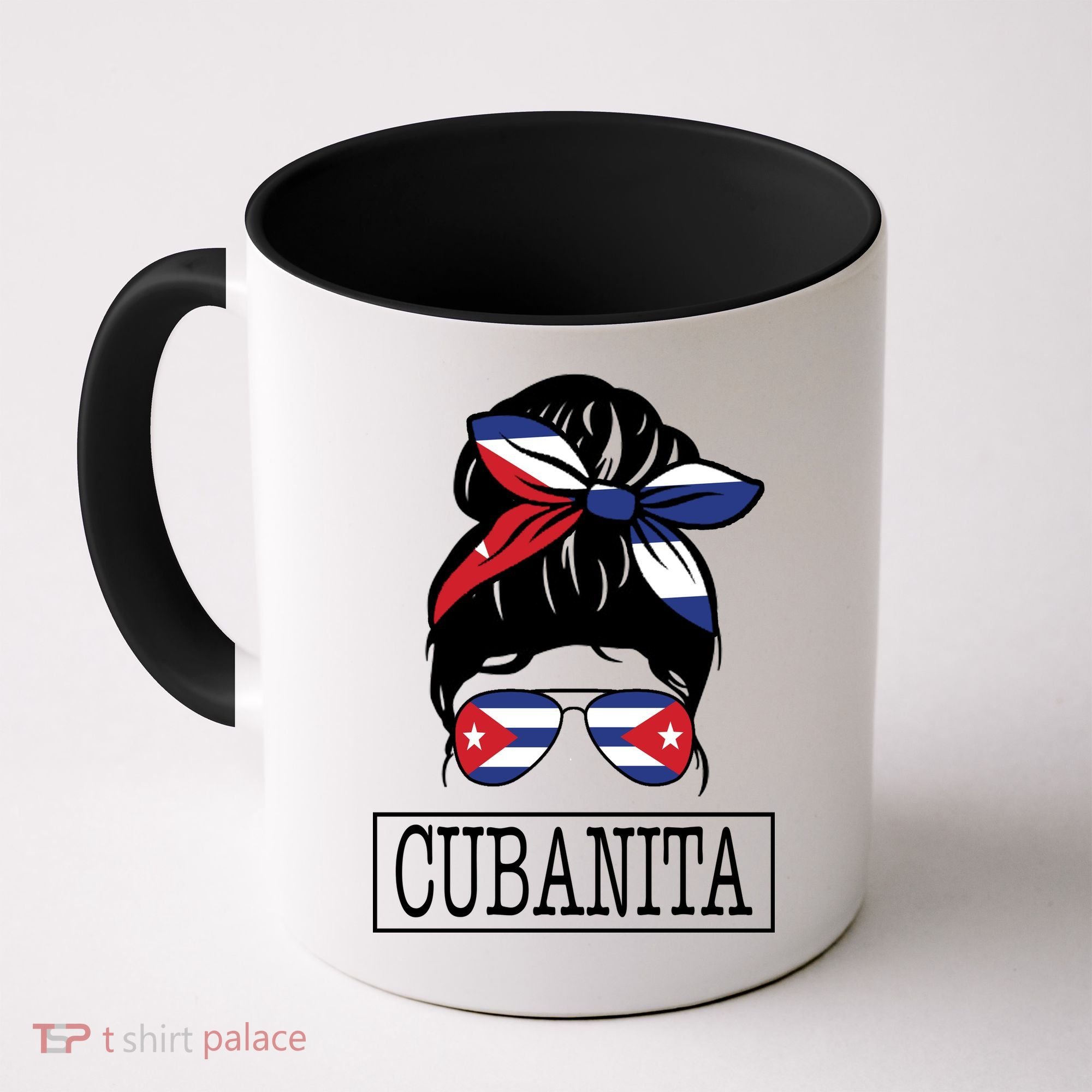 Cubanita Messy Bun Cuban Flag Cuba Coffee Mug