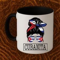 Cubanita Messy Bun Cuban Flag Cuba Coffee Mug thumb 2