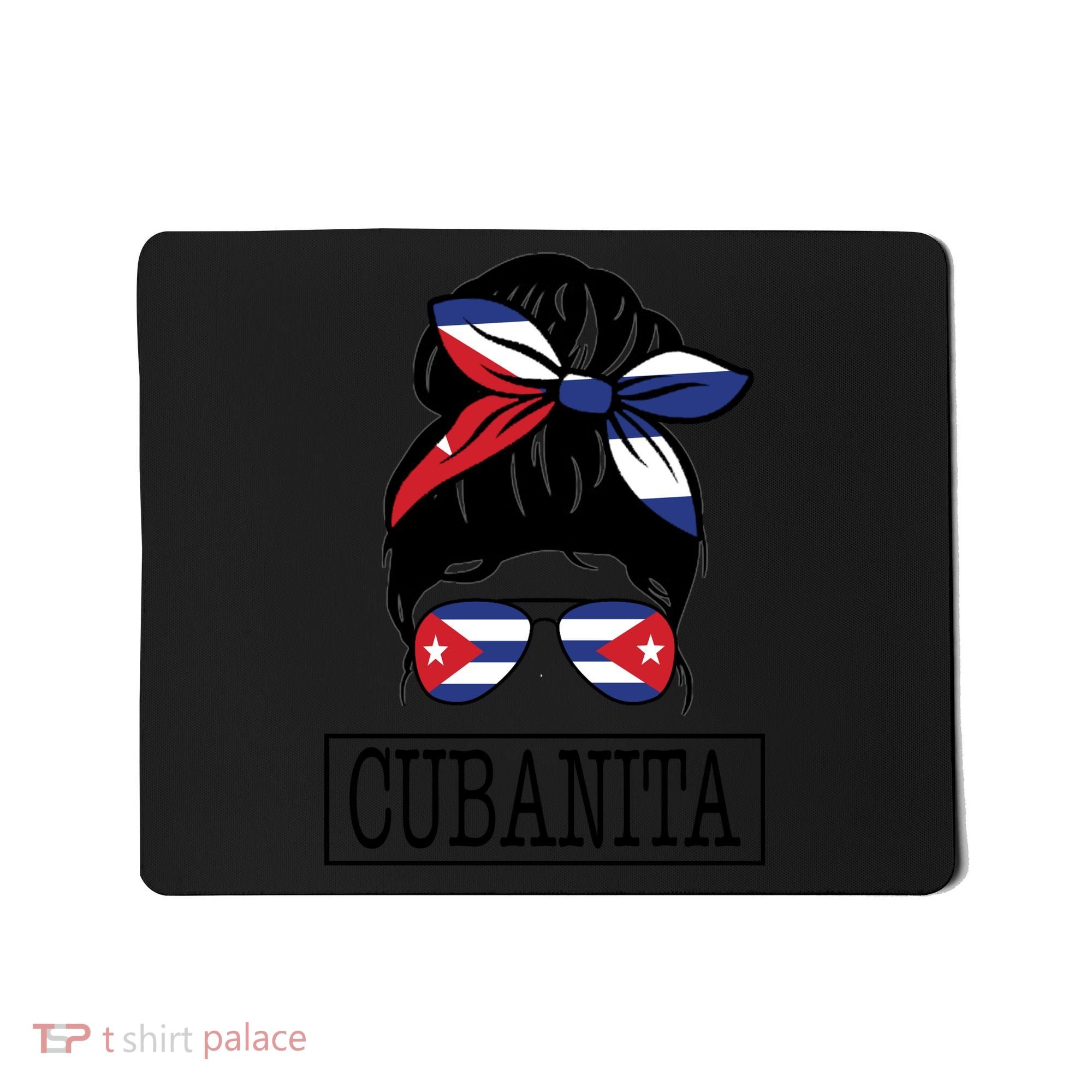 Cubanita Messy Bun Cuban Flag Cuba Mousepad