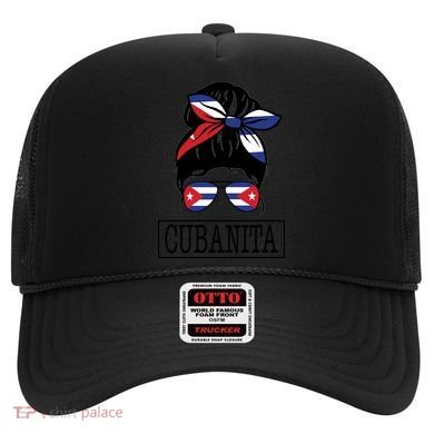 Cubanita Messy Bun Cuban Flag Cuba Hat