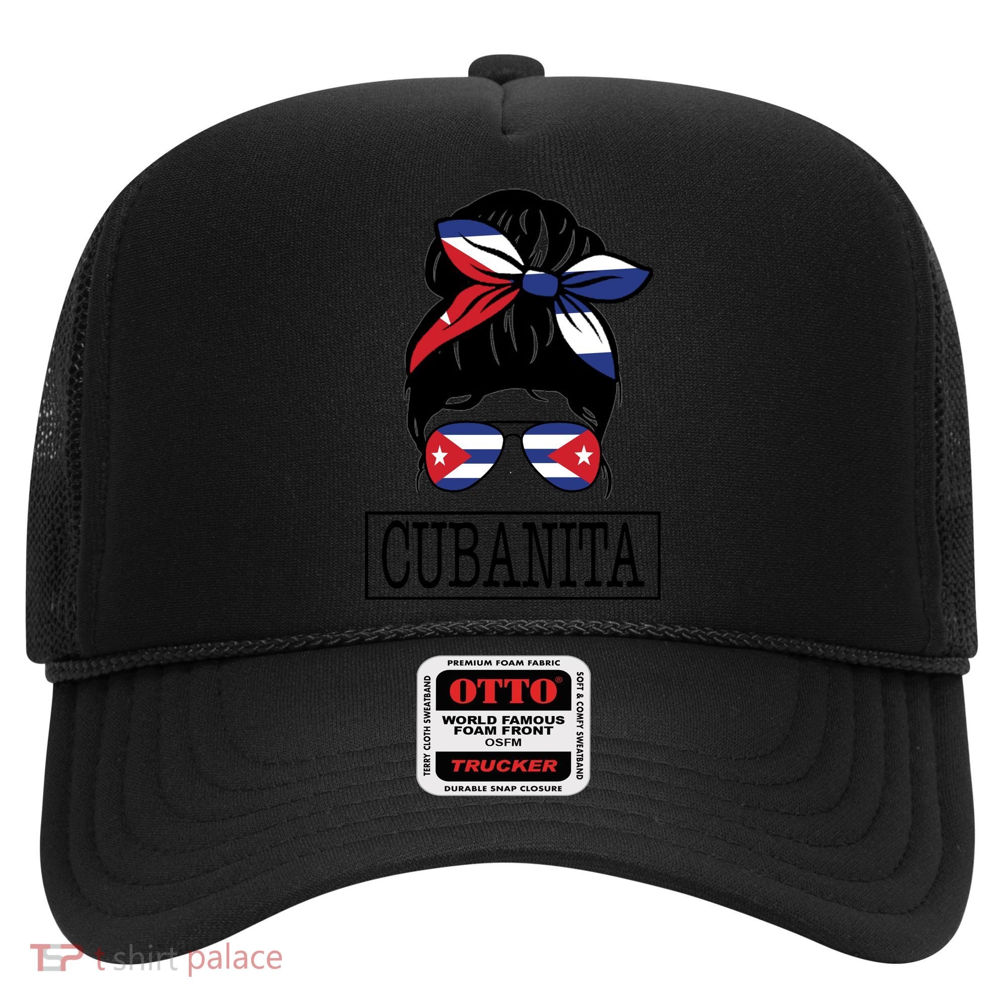 Cubanita Messy Bun Cuban Flag Cuba Hat