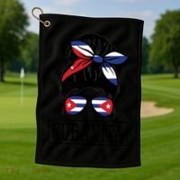 Cubanita Messy Bun Cuban Flag Cuba Golf Towel thumb 1