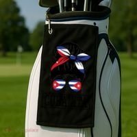 Cubanita Messy Bun Cuban Flag Cuba Golf Towel thumb 2