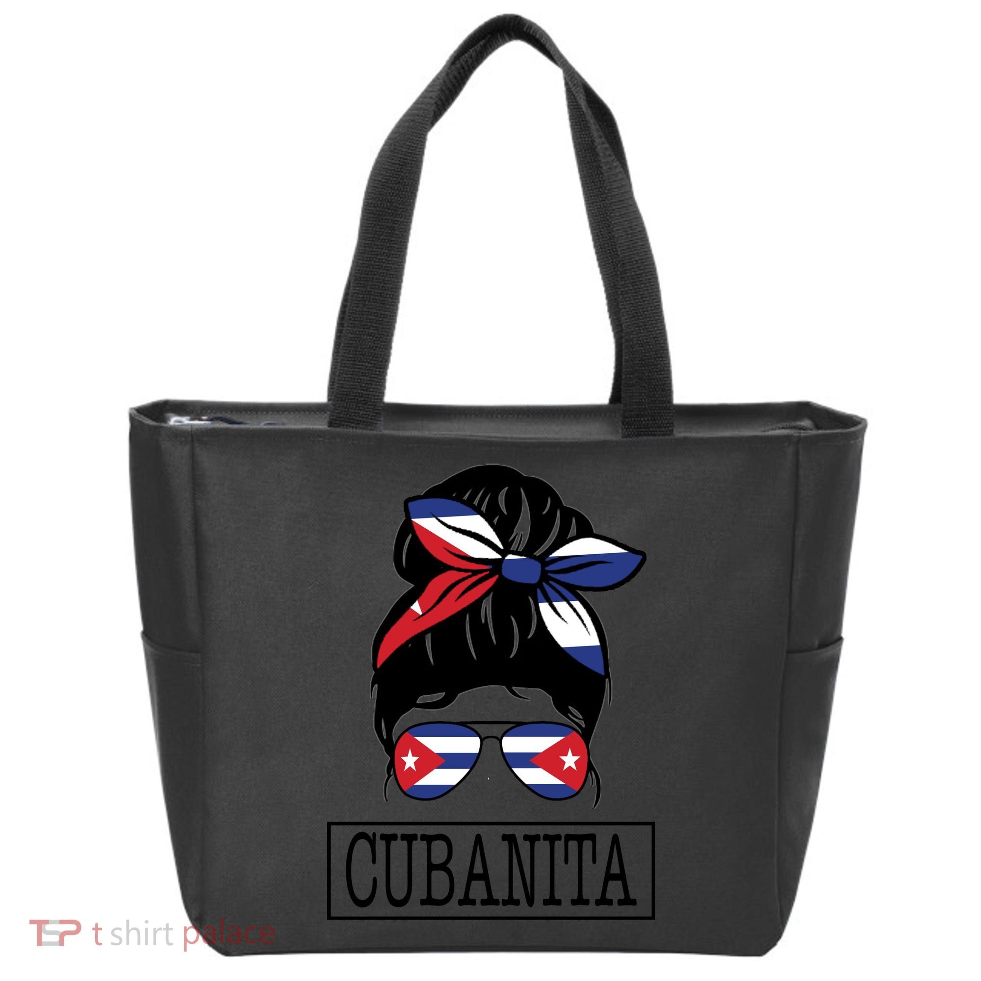 Cubanita Messy Bun Cuban Flag Cuba Tote Bag