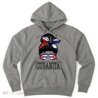 Cubanita Messy Bun Cuban Flag Cuba Hoodie thumb 0