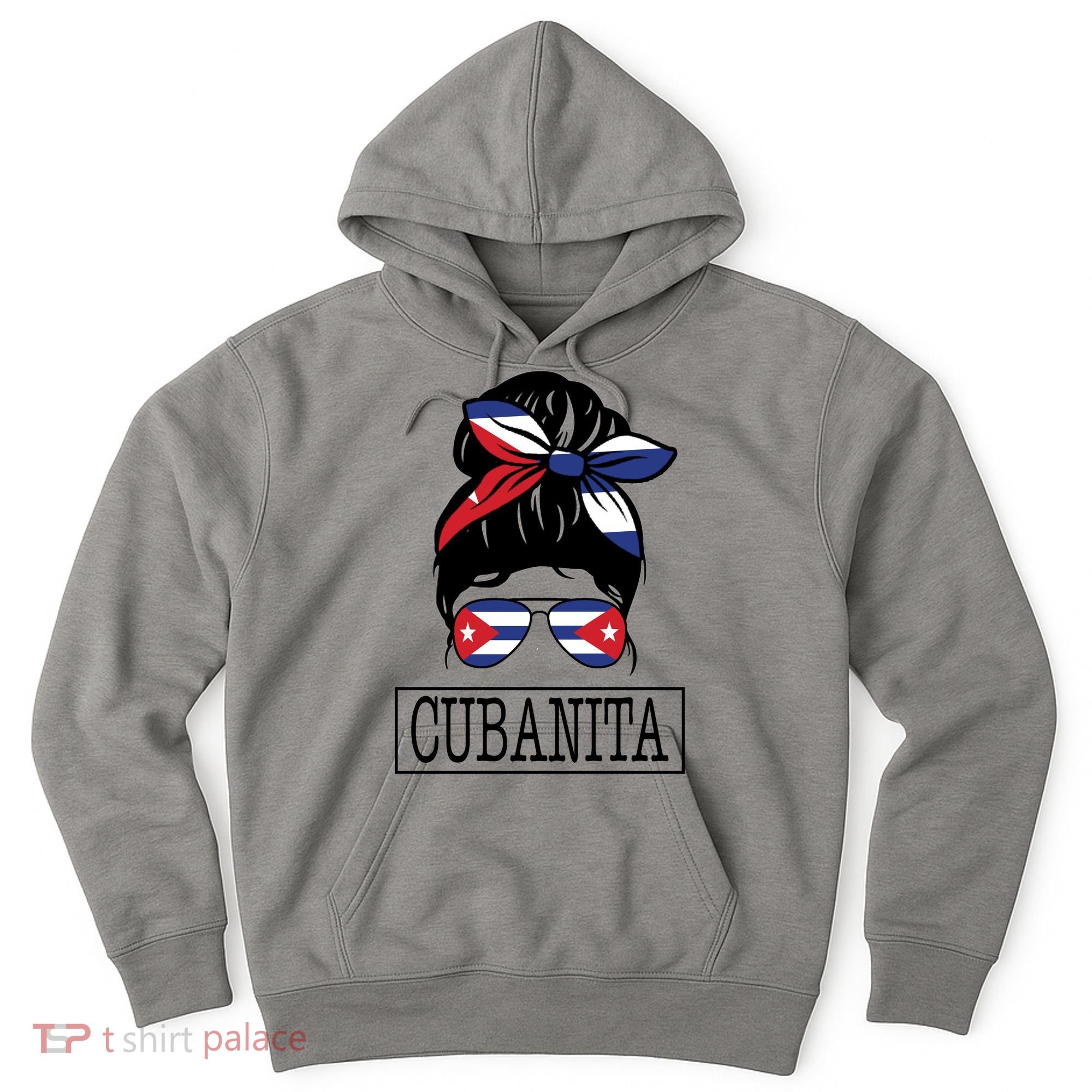 Cubanita Messy Bun Cuban Flag Cuba Hoodie