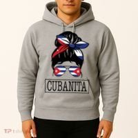 Cubanita Messy Bun Cuban Flag Cuba Hoodie thumb 2