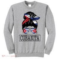 Cubanita Messy Bun Cuban Flag Cuba Sweatshirt thumb 0