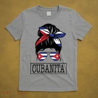 Cubanita Messy Bun Cuban Flag Cuba T-Shirt thumb 5