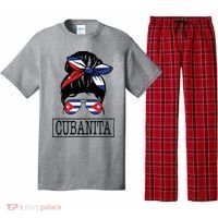 Cubanita Messy Bun Cuban Flag Cuba Pajama Set thumb 0