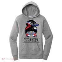 Cubanita Messy Bun Cuban Flag Cuba Women's Hoodie thumb 0