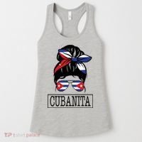 Cubanita Messy Bun Cuban Flag Cuba Women's Tank Top thumb 0