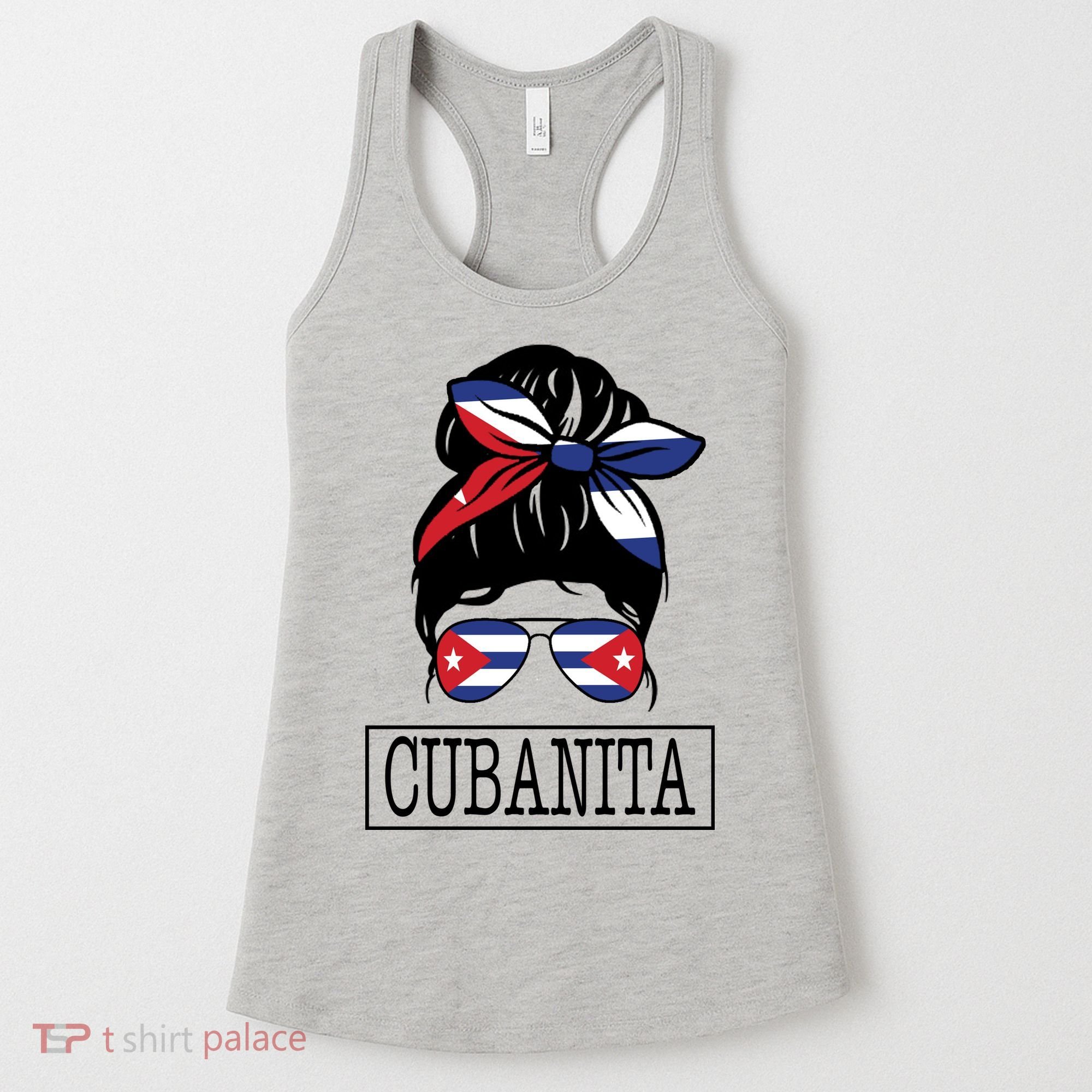 Cubanita Messy Bun Cuban Flag Cuba Women's Tank Top