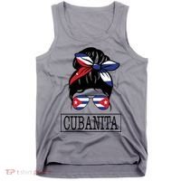 Cubanita Messy Bun Cuban Flag Cuba Tank Top thumb 0