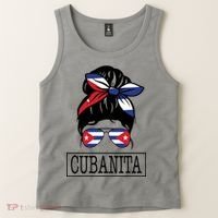 Cubanita Messy Bun Cuban Flag Cuba Tank Top thumb 2