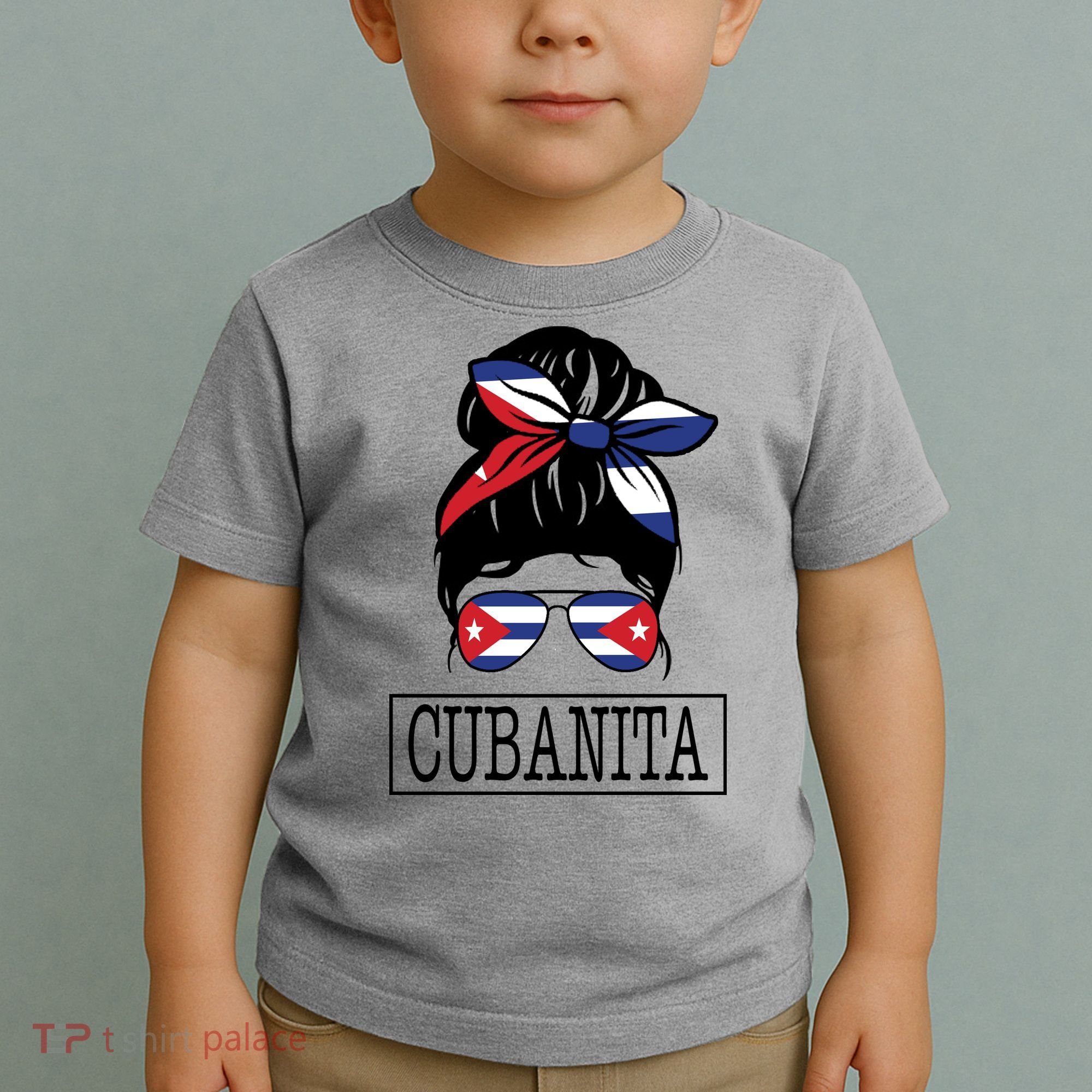 Cubanita Messy Bun Cuban Flag Cuba Toddler T-Shirt
