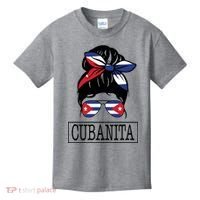 Cubanita Messy Bun Cuban Flag Cuba Kids T-Shirt thumb 0