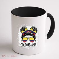 Colombian Messy Bun Patriotic Colombia Pride Coffee Mug thumb 1