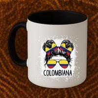 Colombian Messy Bun Patriotic Colombia Pride Coffee Mug thumb 2