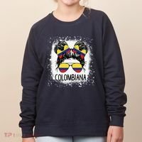Colombian Messy Bun Patriotic Colombia Pride Women's Sweatshirt thumb 0