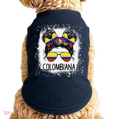 Colombian Messy Bun Patriotic Colombia Pride Doggie Tank