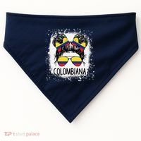 Colombian Messy Bun Patriotic Colombia Pride USA-Made Doggie Bandana thumb 0