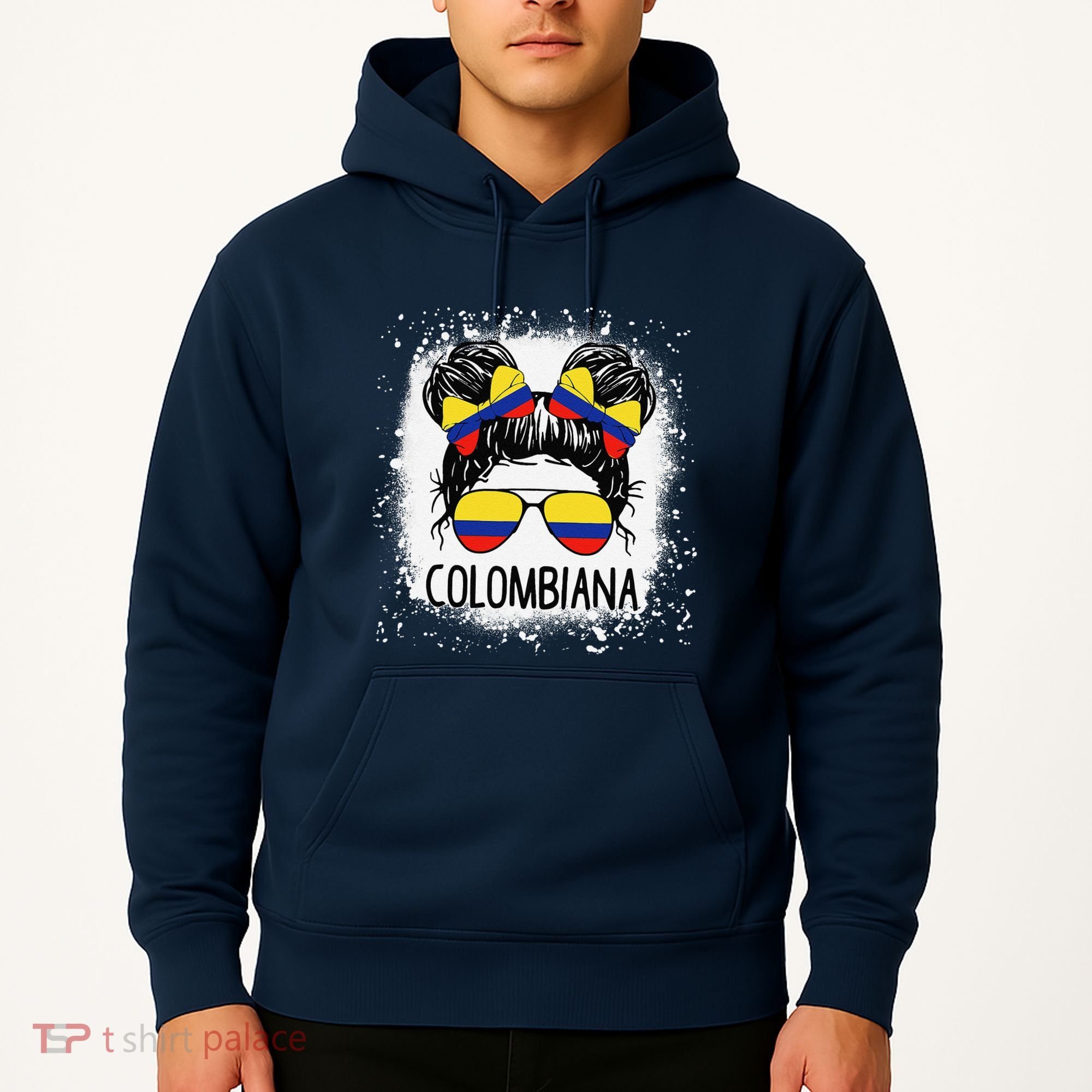 Colombian Messy Bun Patriotic Colombia Pride Hoodie
