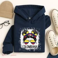Colombian Messy Bun Patriotic Colombia Pride Hoodie thumb 4