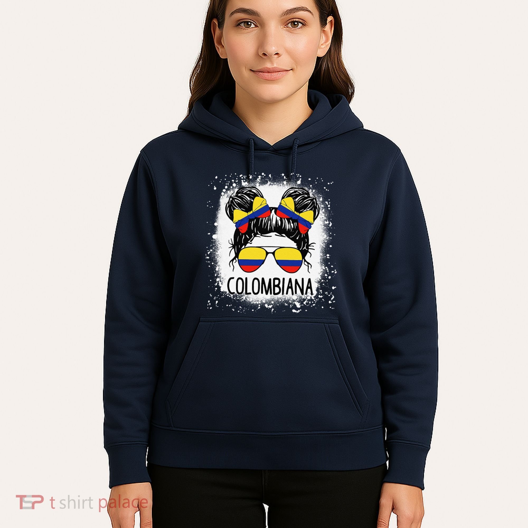 Colombian Messy Bun Patriotic Colombia Pride Hoodie