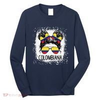 Colombian Messy Bun Patriotic Colombia Pride Long Sleeve Shirt thumb 0
