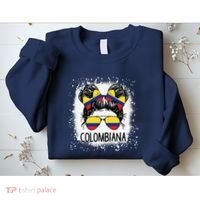 Colombian Messy Bun Patriotic Colombia Pride Sweatshirt thumb 2