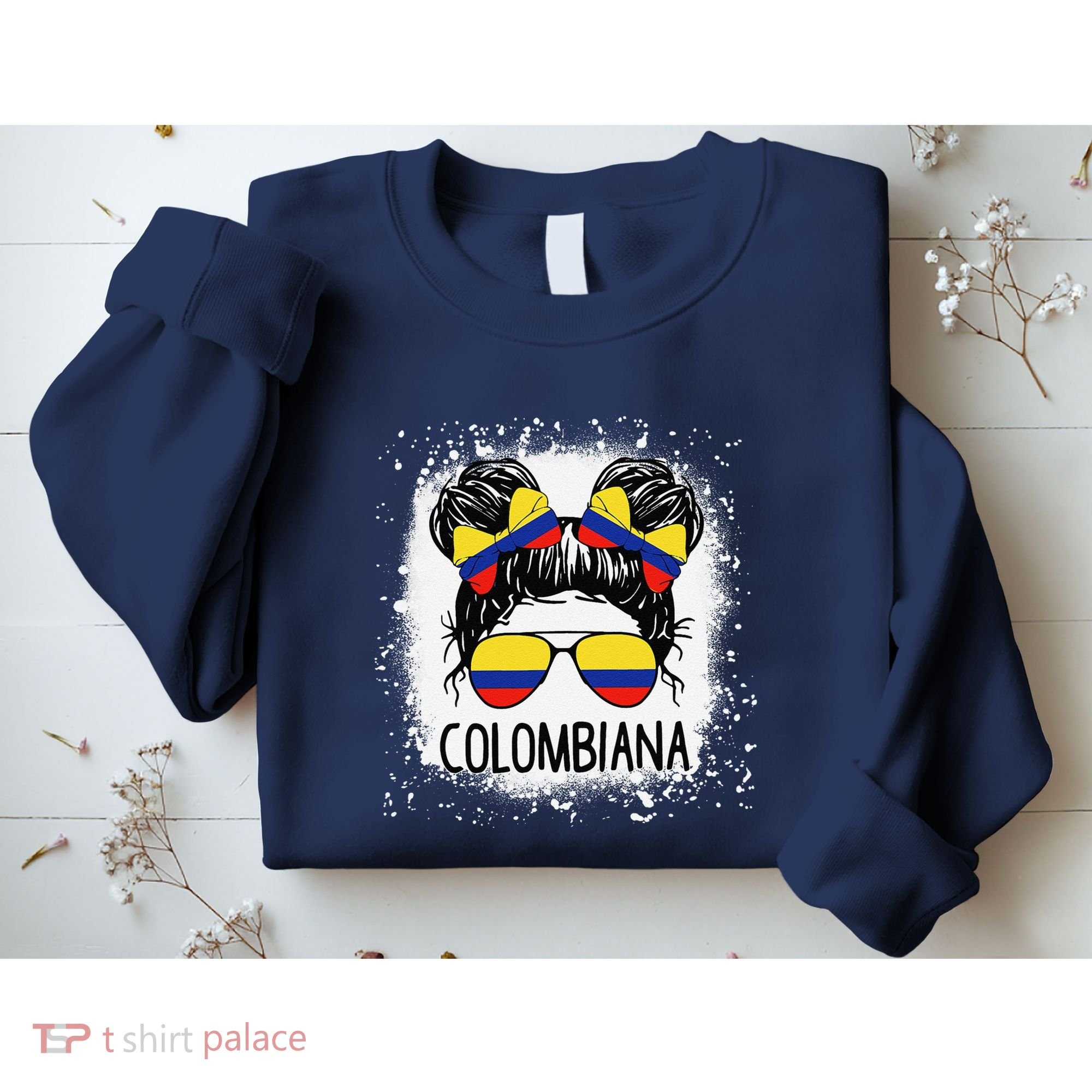 Colombian Messy Bun Patriotic Colombia Pride Sweatshirt