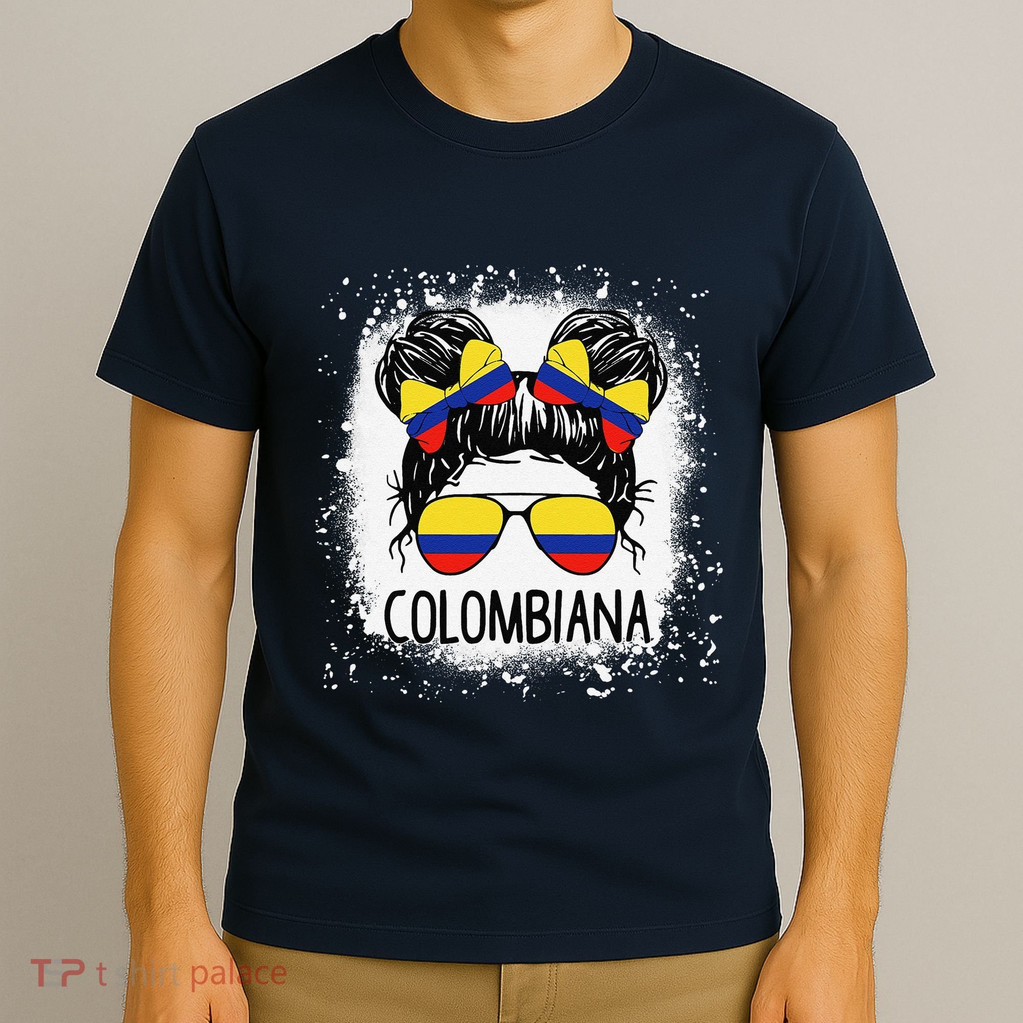 Colombian Messy Bun Patriotic Colombia Pride T-Shirt