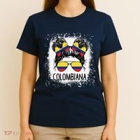 Colombian Messy Bun Patriotic Colombia Pride T-Shirt thumb 4