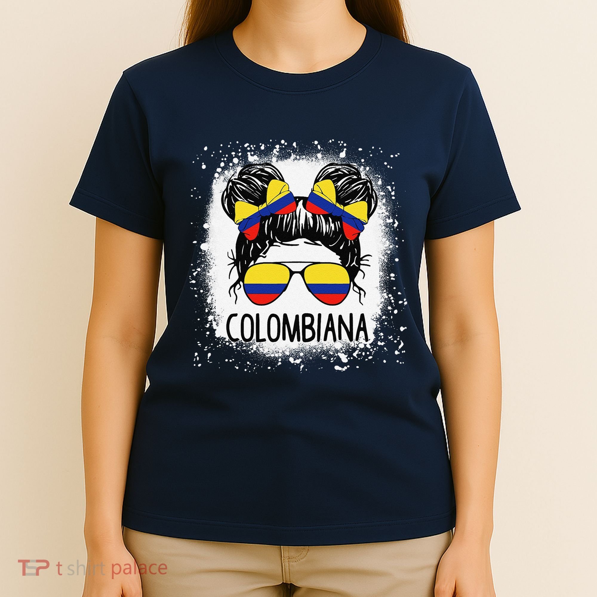 Colombian Messy Bun Patriotic Colombia Pride T-Shirt