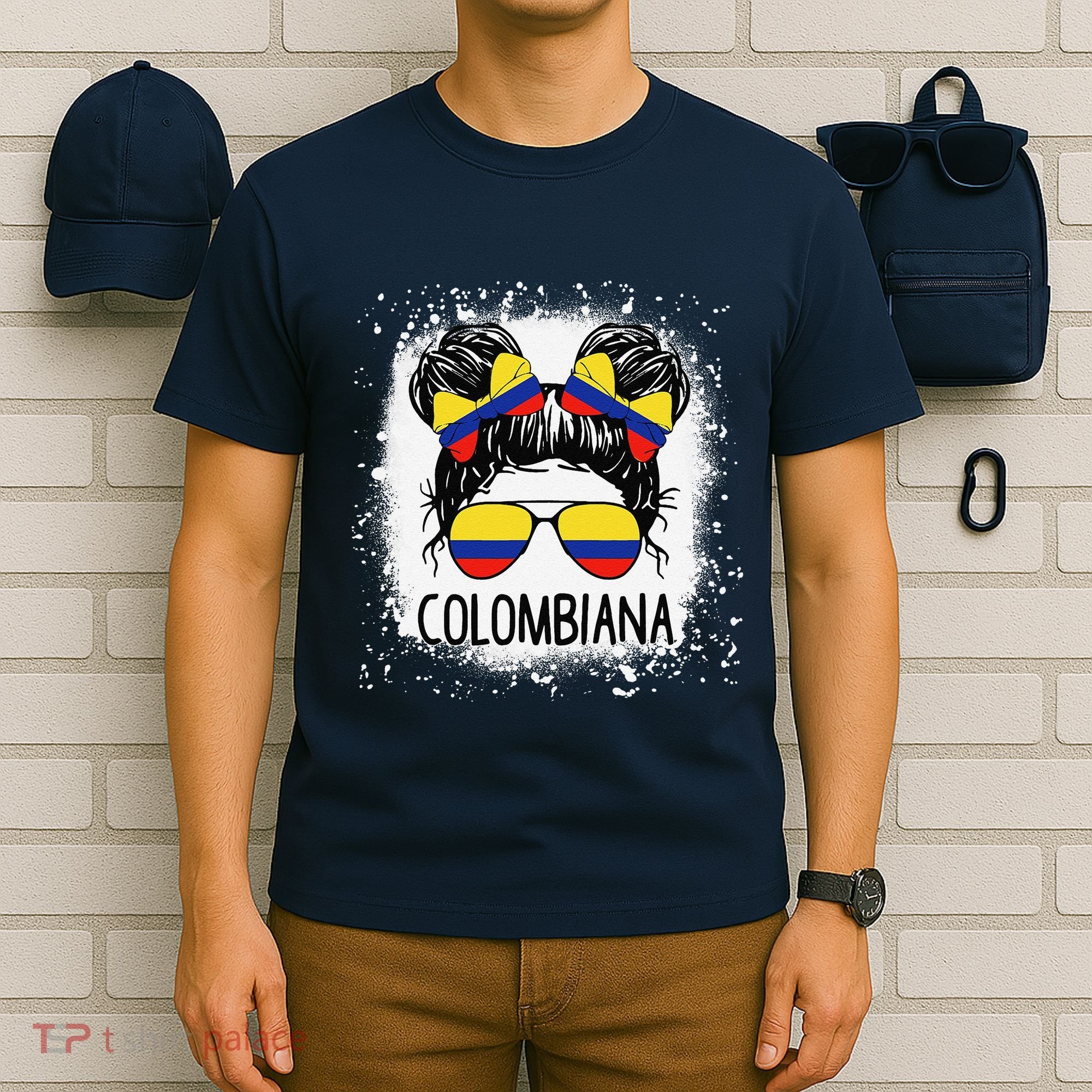 Colombian Messy Bun Patriotic Colombia Pride T-Shirt
