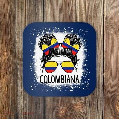 Colombian Messy Bun Patriotic Colombia Pride Coaster