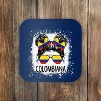 Colombian Messy Bun Patriotic Colombia Pride Coaster thumb 0