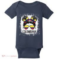 Colombian Messy Bun Patriotic Colombia Pride Baby Bodysuit thumb 0