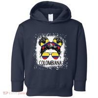 Colombian Messy Bun Patriotic Colombia Pride Toddler Hoodie thumb 0