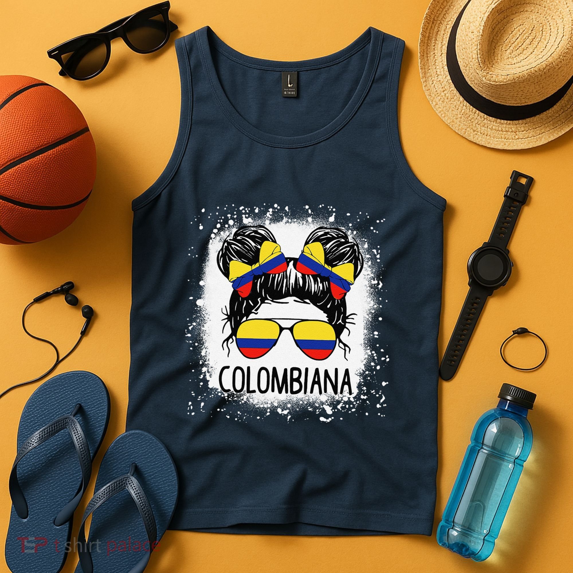 Colombian Messy Bun Patriotic Colombia Pride Tank Top