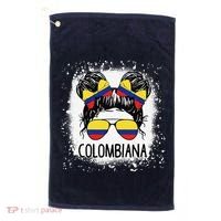 Colombian Messy Bun Patriotic Colombia Pride Golf Towel thumb 0