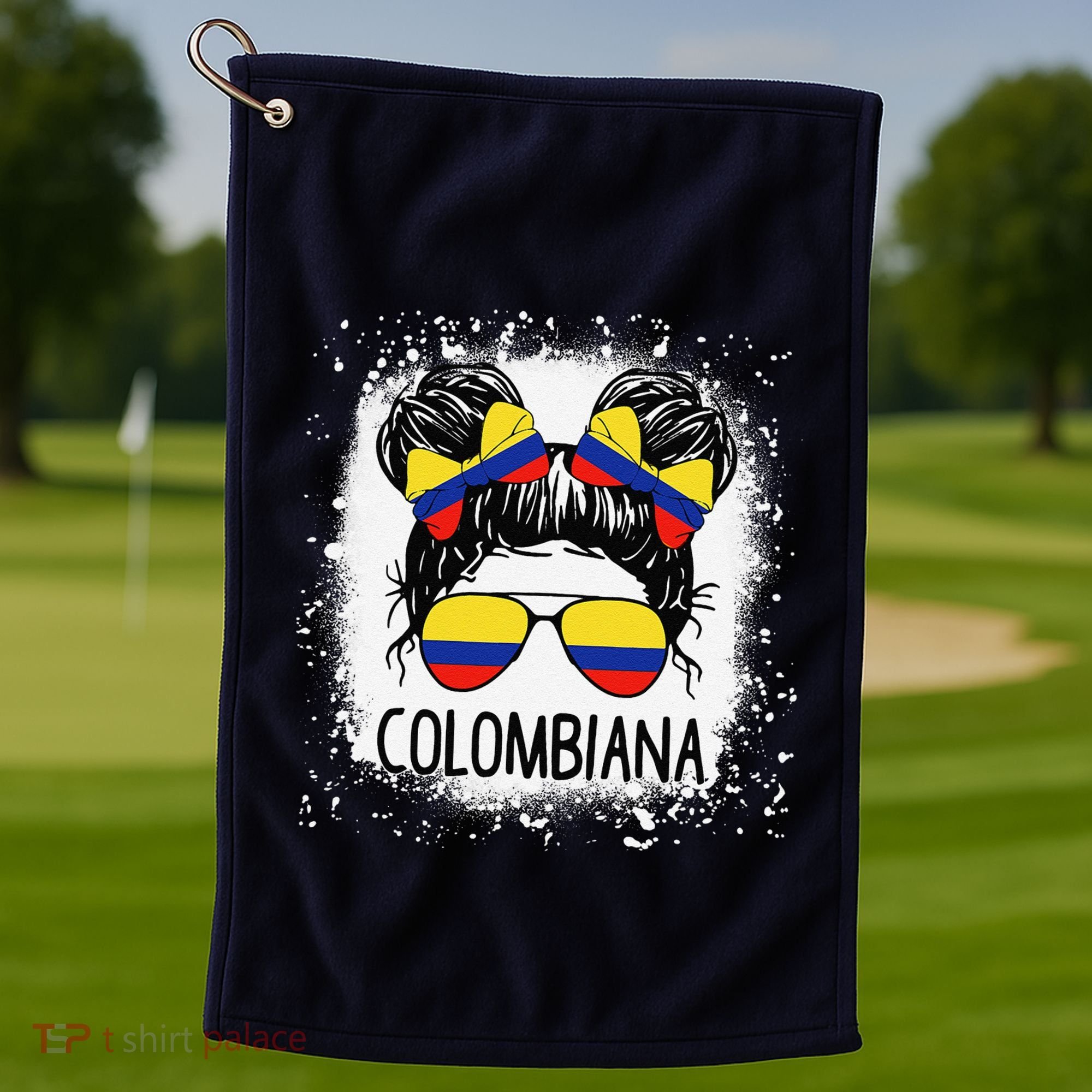 Colombian Messy Bun Patriotic Colombia Pride Golf Towel