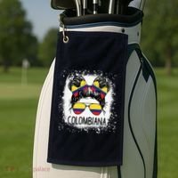 Colombian Messy Bun Patriotic Colombia Pride Golf Towel thumb 2