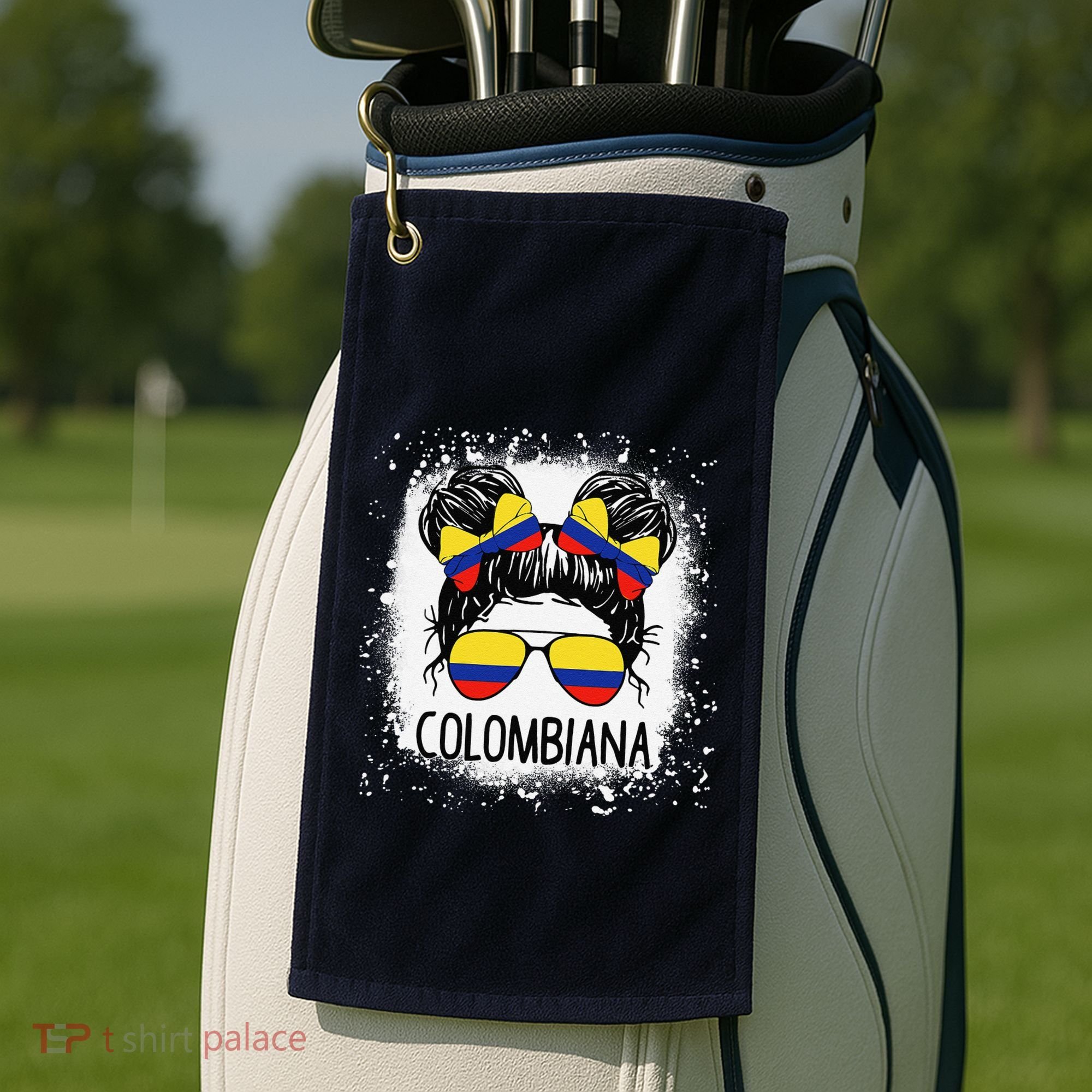 Colombian Messy Bun Patriotic Colombia Pride Golf Towel