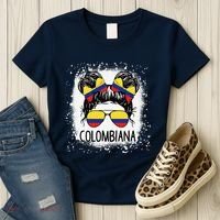 Colombian Messy Bun Patriotic Colombia Pride Women's T-Shirt thumb 3
