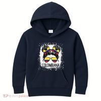 Colombian Messy Bun Patriotic Colombia Pride Kids Hoodie thumb 0