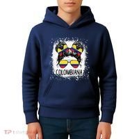 Colombian Messy Bun Patriotic Colombia Pride Kids Hoodie thumb 4